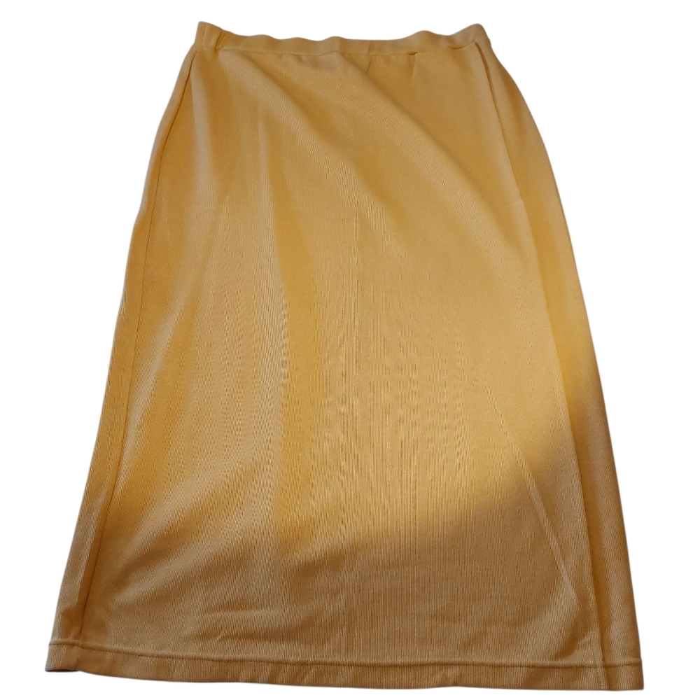 Vintage 90s Y2K Express Tricot Skirt Faded Gold Wrap Textured Ribbed Midi XL NWT